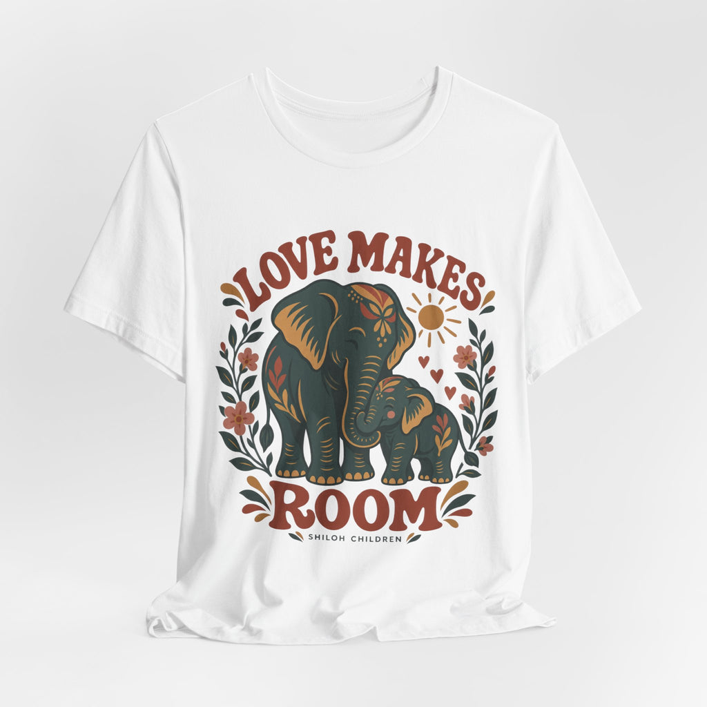 Love Makes Room Elephant Tee — Mama & Baby Elephant Graphic T-Shirt